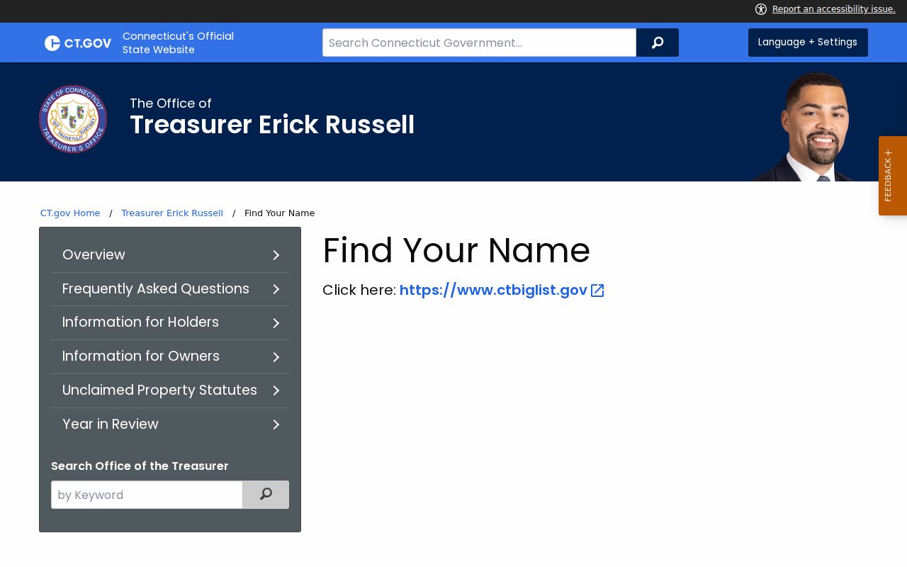 Simsbury residents directory Connecticut unclaimed property search