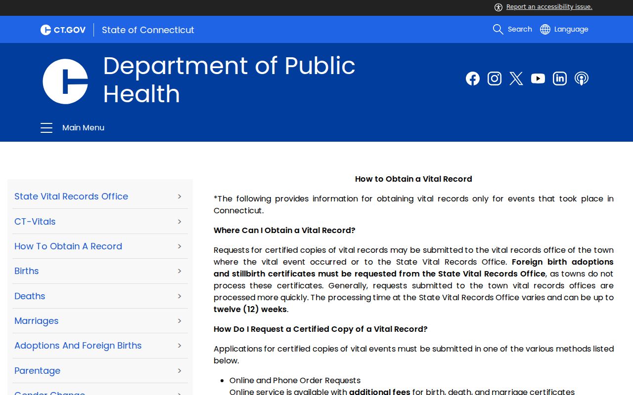 Simsbury resident lookup Connecticut vital record access guidance
