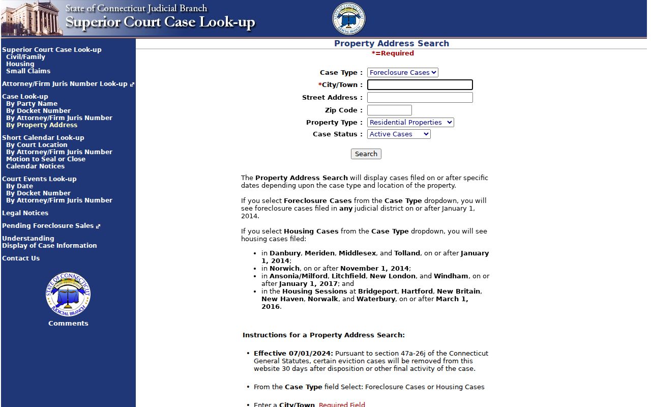 Simsbury resident lookup Connecticut Judicial property address search